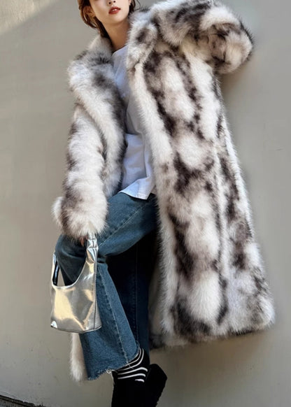 Light Pink Stand Collar Leather and Fur Maxi Coat Long Sleeve Rd019