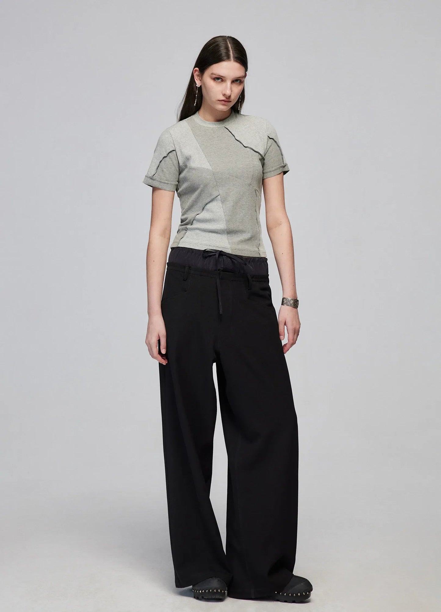 Light Splicing Wide-leg Pants