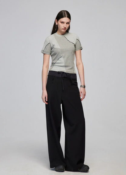 Light Splicing Wide-leg Pants