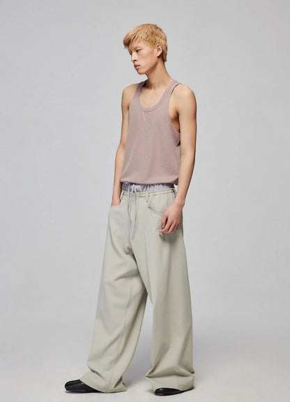 Light Splicing Wide-leg Pants