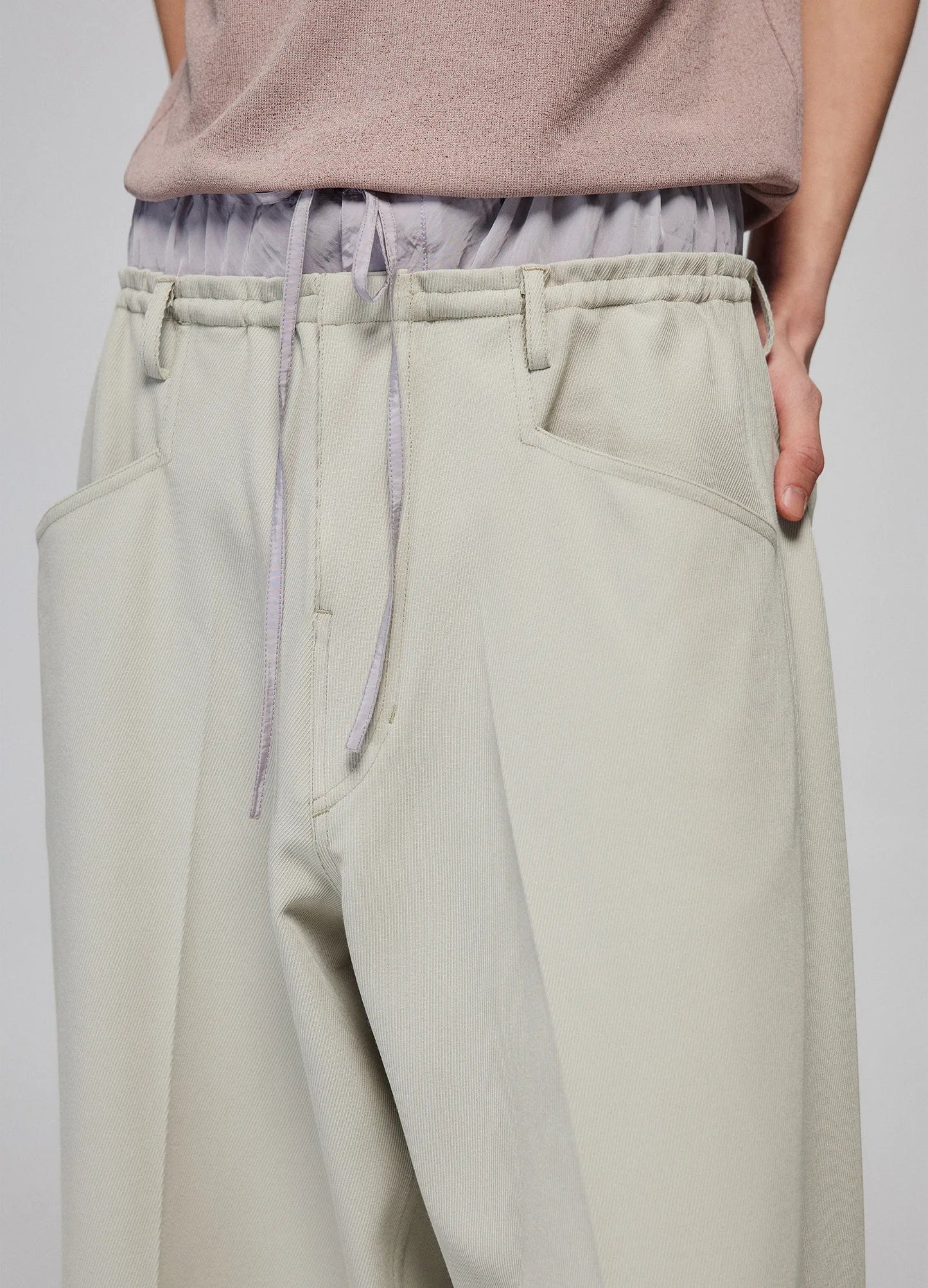 Light Splicing Wide-leg Pants