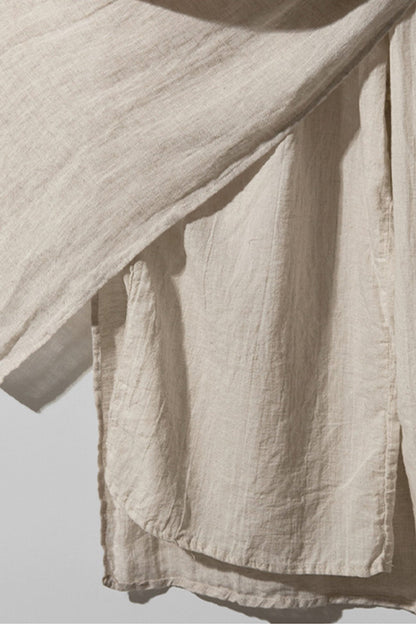 Linen Pocketed Midi Skirt