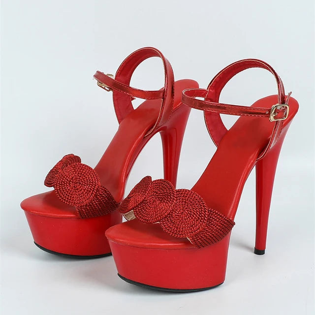 Liyke Red Buckle Strap High Heels Platform Sandals – ’s Wedding Prom Shoes