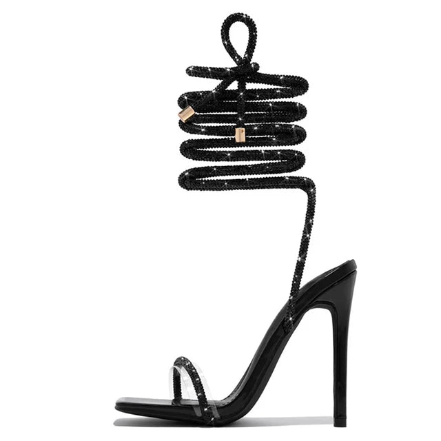Liyke Gold Crystal Ankle Cross Strap Sandals – ’s Summer Party Wedding Banquet Shoes