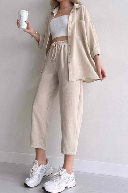 Long Sleeve Color Shirt Long Pants Set