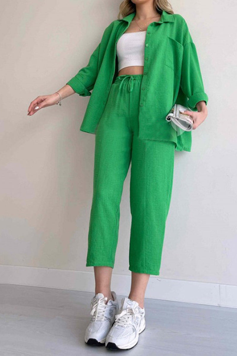 Long Sleeve Color Shirt Long Pants Set