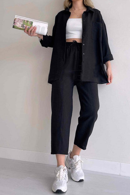 Long Sleeve Color Shirt Long Pants Set