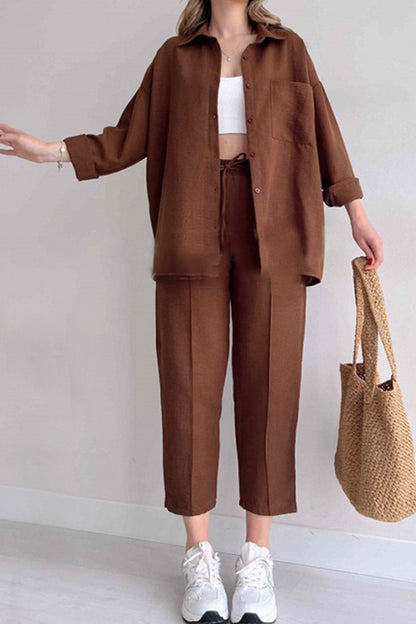 Long Sleeve Color Shirt Long Pants Set
