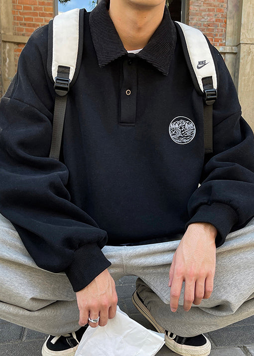 Cotton Sweatshirt Peter Loose Tc027 Spring Pan Button Apricot Collar