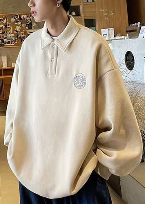 Cotton Sweatshirt Peter Loose Tc027 Spring Pan Button Apricot Collar