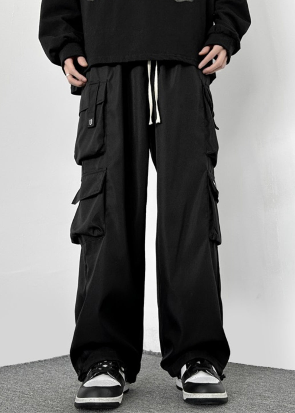 Drawstring Green Cotton Pockets Loose Army Pants