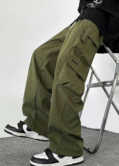 Drawstring Green Cotton Pockets Loose Army Pants