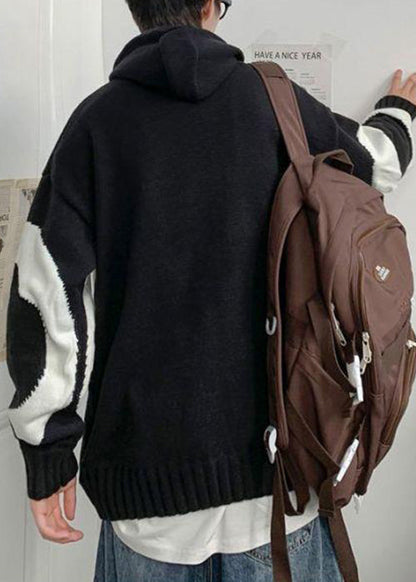 Loose Beige Hooded Cozy Knit Sweaters Winter Rp065