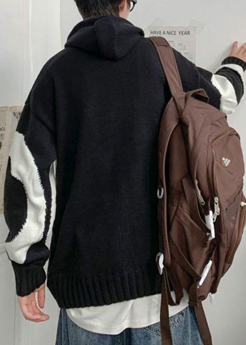Loose Beige Hooded Cozy Knit Sweaters Winter Rp065