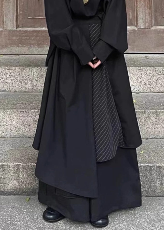 Loose Black Asymmetrical High Waist Wide Leg Pants Summer Tr023