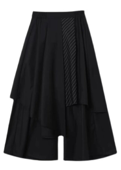 Loose Black Asymmetrical High Waist Wide Leg Pants Summer Tr023