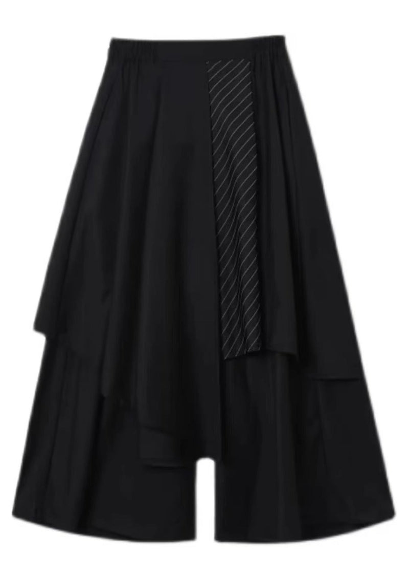 Loose Black Asymmetrical High Waist Wide Leg Pants Summer Tr023