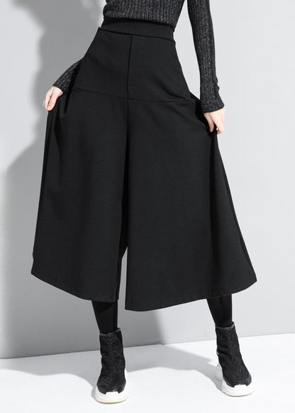 Loose Black High Waist Crop Pants Skirt Spring Rz003