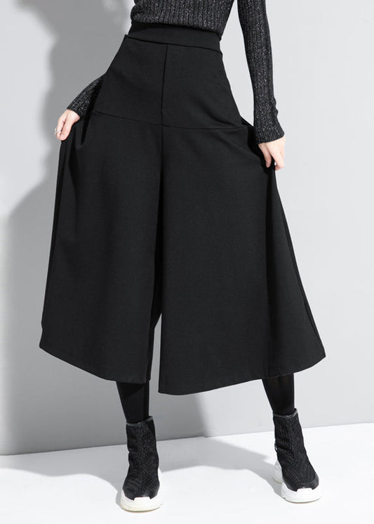 Loose Black High Waist Crop Pants Skirt Spring Rz003