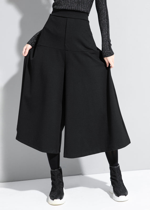 Loose Black High Waist Crop Pants Skirt Spring Rz003