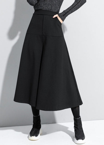 Loose Black High Waist Crop Pants Skirt Spring Rz003