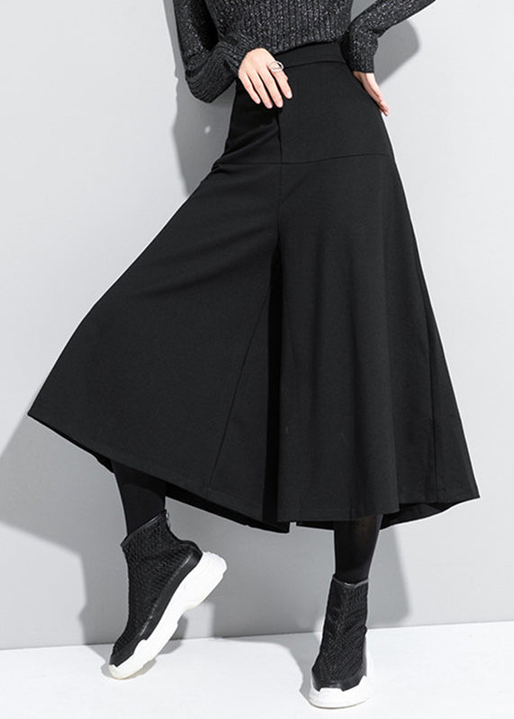 Loose Black High Waist Crop Pants Skirt Spring Rz003