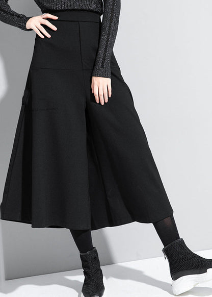 Loose Black High Waist Crop Pants Skirt Spring Rz003