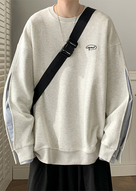 Loose Neck False Pieces Cotton O Two Black Sweatshirt Button