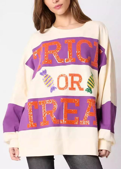 Loose Black O Neck Letter Cotton Sweatshirt Fall Ae1038