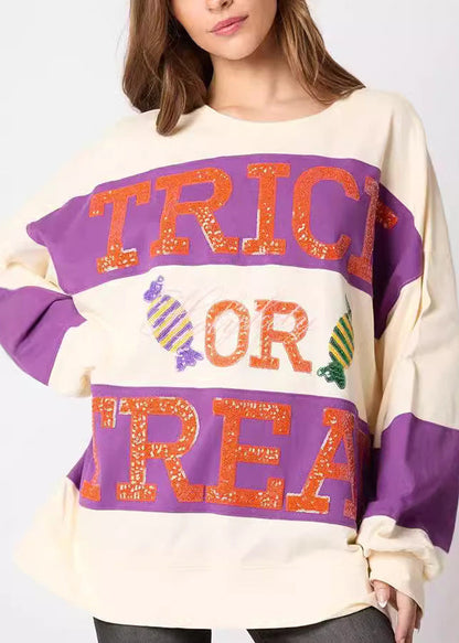 Loose Black O Neck Letter Cotton Sweatshirt Fall Ae1038