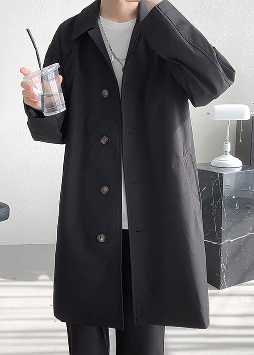 Loose Black Peter Pan Collar Pockets Cotton Coats Coat Spring Yq005