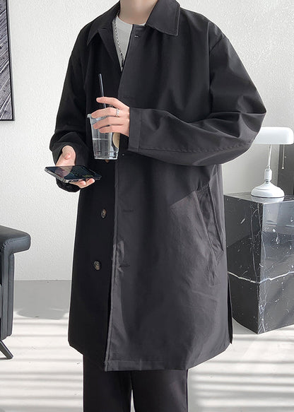 Loose Black Peter Pan Collar Pockets Cotton Coats Coat Spring Yq005