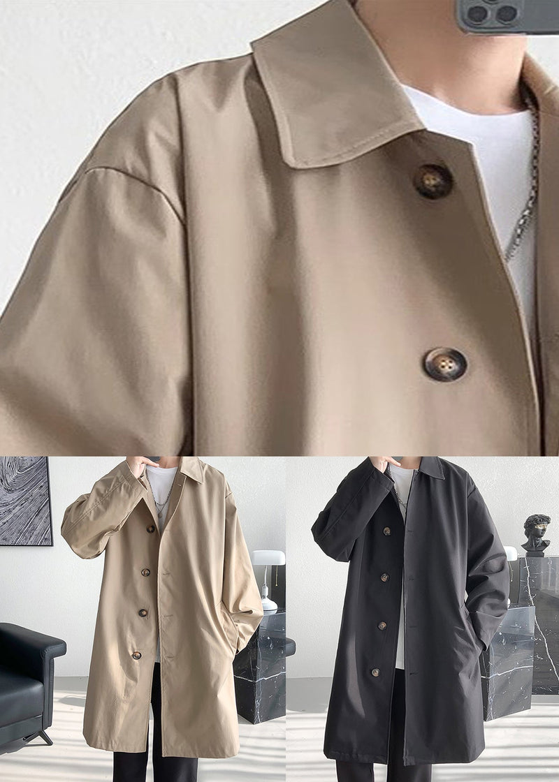 Loose Black Peter Pan Collar Pockets Cotton Coats Coat Spring Yq005
