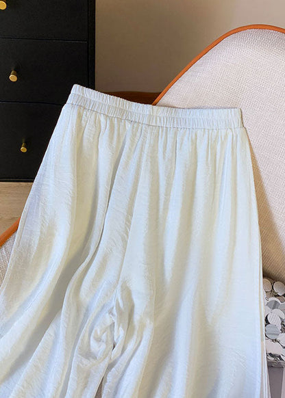 Loose Black Side Open Elastic Waist Cotton Crop Pants Summer Ff058