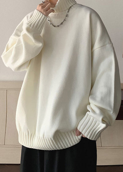 Loose Black Thick Knit Sweaters Turtleneck Winter Rj019