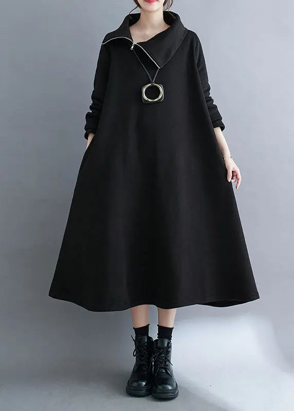 Fleece Long Dresses Long Sleeve