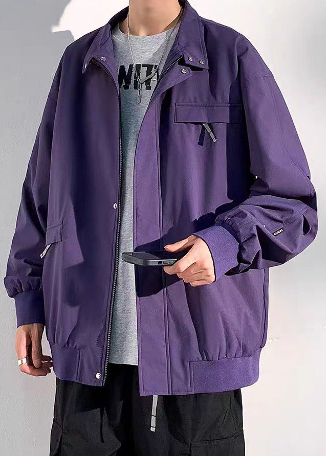 Coats Zippered Cotton Spring Black Pockets Loose