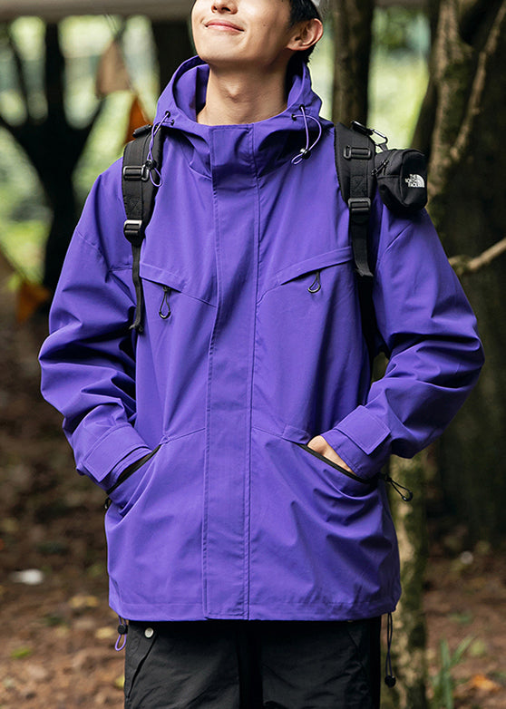 Coats Loose Pockets Zippered Hooded Cotton Green Blackish