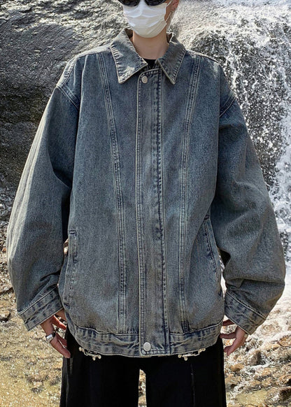 Coats Tc039 Spring Denim Blue Up Pockets Loose Zip