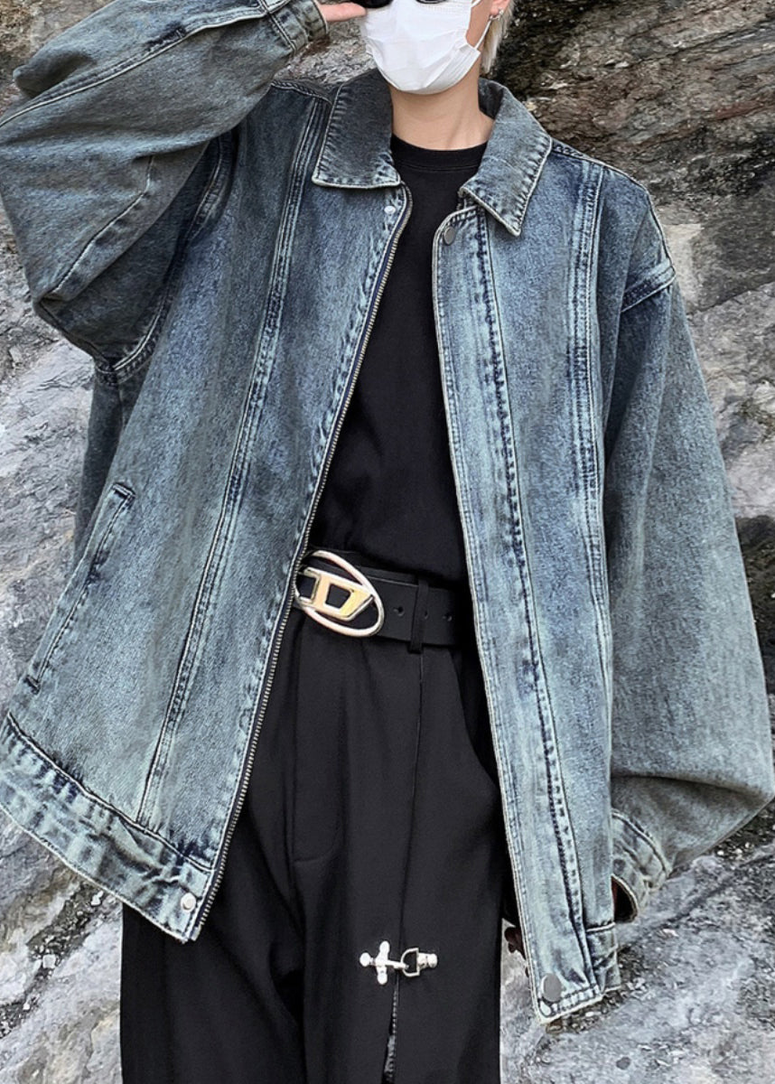 Coats Tc039 Spring Denim Blue Up Pockets Loose Zip