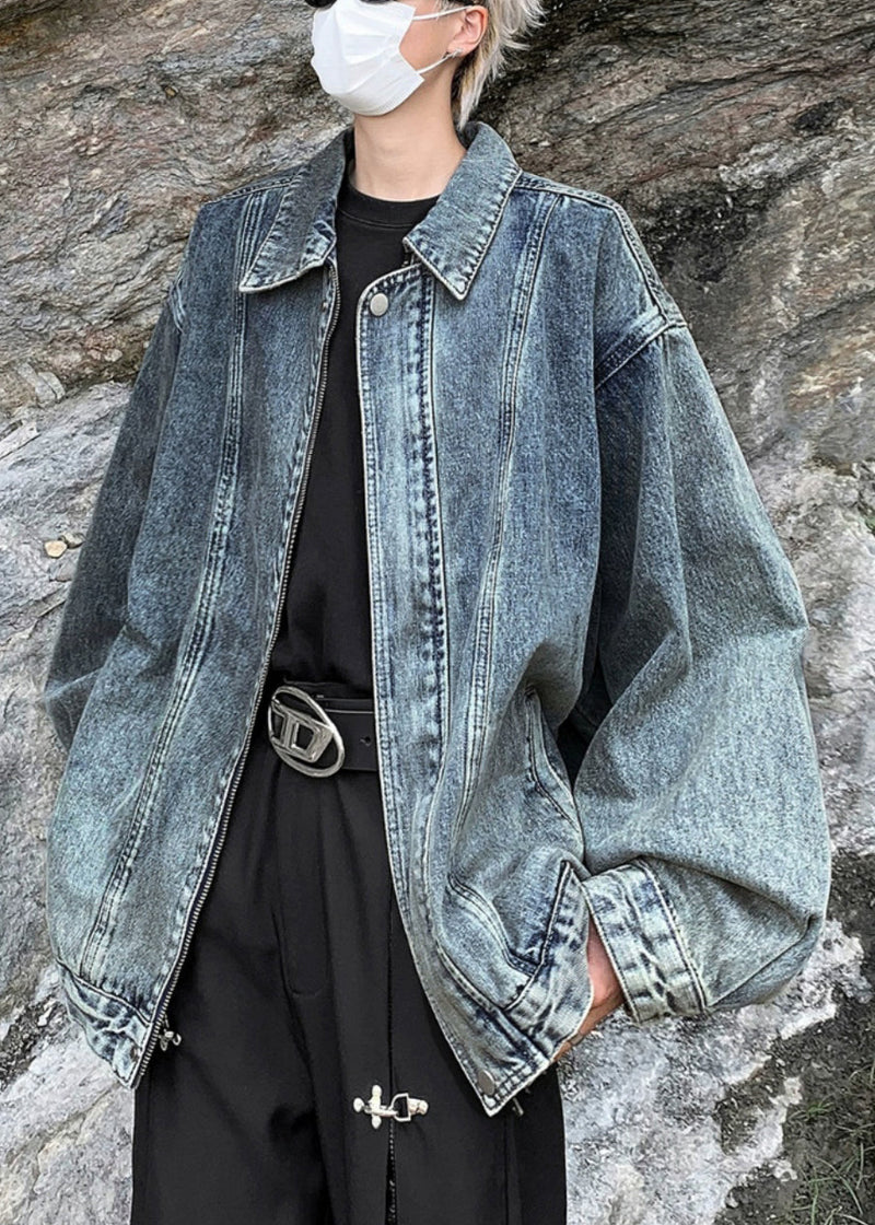 Coats Tc039 Spring Denim Blue Up Pockets Loose Zip