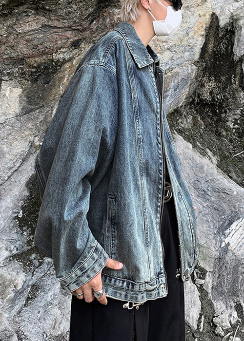 Coats Tc039 Spring Denim Blue Up Pockets Loose Zip