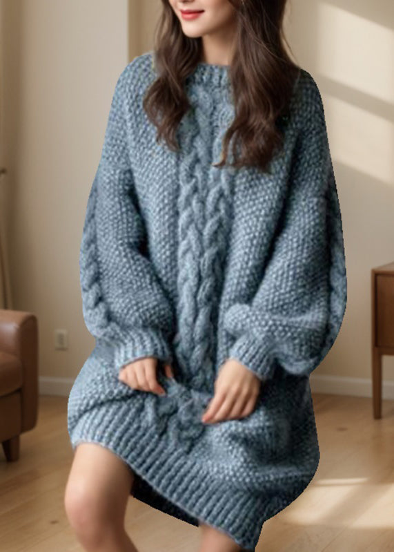 Loose Camel O-neck Cable Cotton Knit Sweaters Winter Rp027