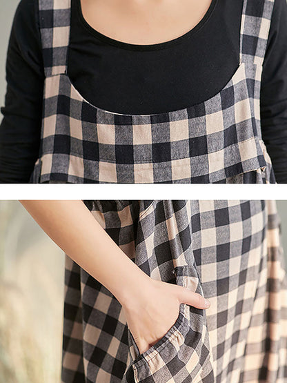 Loose Checkered Bib Overalls Aa1024