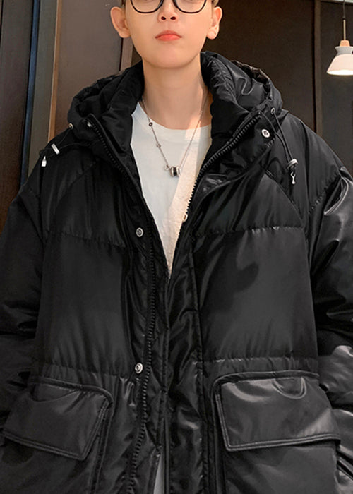 Loose Coffee Hooded Pockets Duck Down Down Coat Winter Rm006
