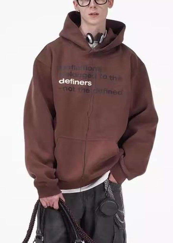 Loose Coffee Letter Pockets Oversized Cotton Sweatshirts Spring Yq027