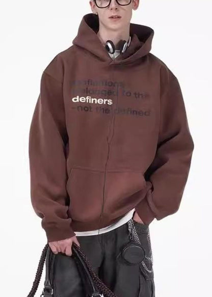 Loose Coffee Letter Pockets Oversized Cotton Sweatshirts Spring Yq027