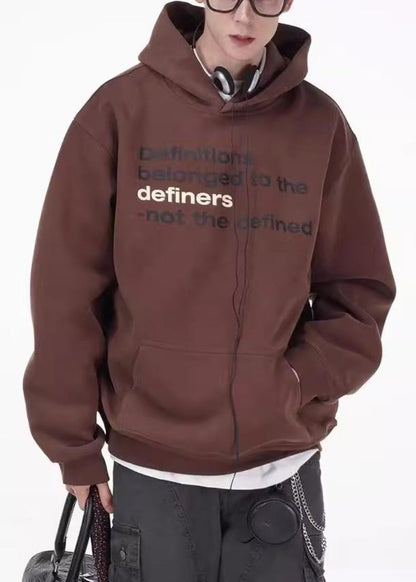 Loose Coffee Letter Pockets Oversized Cotton Sweatshirts Spring Yq027