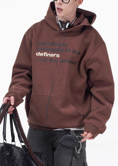 Loose Coffee Letter Pockets Oversized Cotton Sweatshirts Spring Yq027