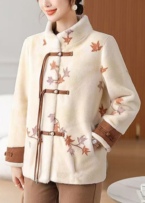 Loose Coffee Stand Collar Pockets Mink Velvet Coat Winter Rc010